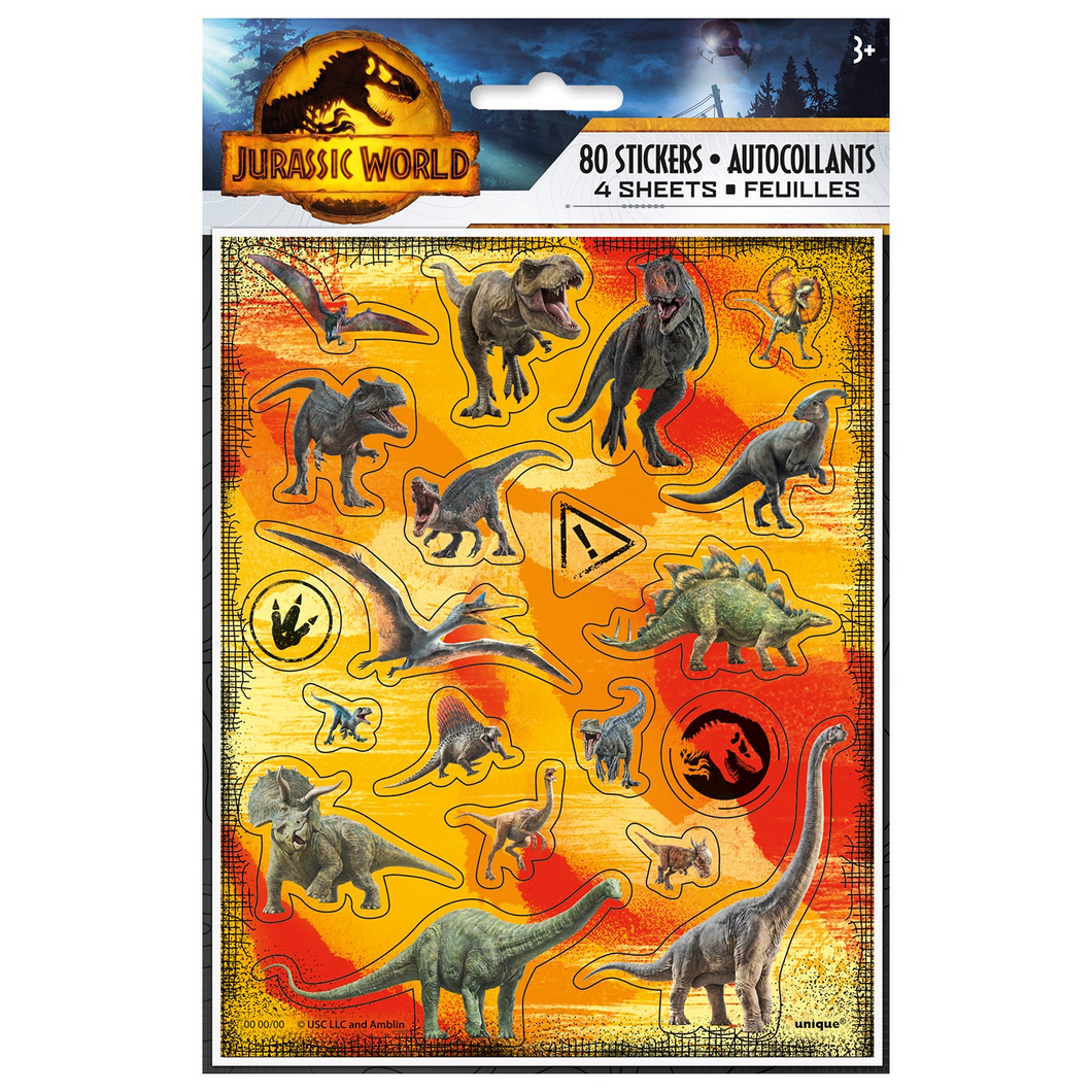 Jurassic World Dominion Sticker Sheets [4 per Pack]