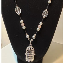 Load image into Gallery viewer, Hand Knotted Black Silk 36" Czech Glass &amp; DIFFUSER