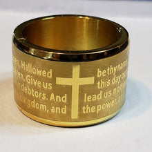 Load image into Gallery viewer, Size 6.5 "Lord's Prayer" ION Plated YG Steel Ring