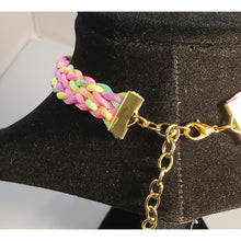 Load image into Gallery viewer, Rainbow / Multi Color Nylon Choker with Iridescent Czech Glass Drop, Adjustable