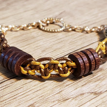 Load image into Gallery viewer, Genuine Leather Bracelet with Wood Beads &amp; Non Tar