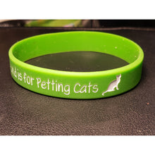 Load image into Gallery viewer, Green &quot;This Hand Is For Petting Cats&quot; Silicone Bracelet, Rubber Jewelry.