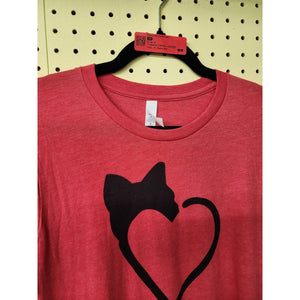 Medium "Pussywhipped" Short Sleeve Cat Lover T-Shirt, BlackHeart Logo On Red