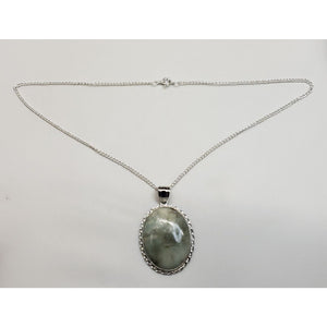 AQUAMARINE QUARTZ, 65+ ct Pendant. 2" Drop On 18" Silvertone Necklace