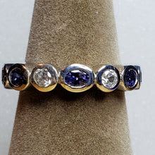 Load image into Gallery viewer, Size 6, 1.61 tcw Tanzanite &amp; Zircon Bezel Set "Eternity Band" Ring in...