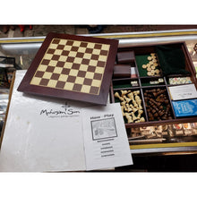 Load image into Gallery viewer, MOHEGAN SUN 5 in 1 Wood Game Set, Great Condition. Collectible High Roller Gift