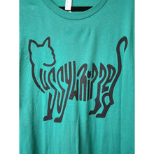 Load image into Gallery viewer, &quot;Pussywhipped&quot;, Cat Lover T-Shirt, Solid Black Kitten Logo on Kelly Green Shirt