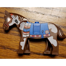Load image into Gallery viewer, LEGO Part-4493c01px2 VG Horse w/ Blue Blanket Right Side Red Circle Pattern 6766