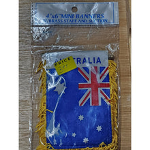 Load image into Gallery viewer, AUSTRALIA MINI BANNER FLAG 4 x 6" with BRASS STAFF &amp; SUCTION CUP - NEW