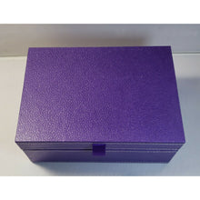 Load image into Gallery viewer, Purple Faux Leather 5" x 7" 2 Tier Jewelry Storage Box, Tan Felt Interior with