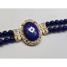 Load image into Gallery viewer, LAPIS LAZULI Bead Bracelet. 75 ctw in Gold Tone Link. 7"-9"