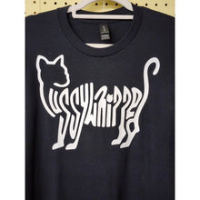Load image into Gallery viewer, XL "Pussywhipped", Cat Lover T-Shirt, Kitten Logo, Solid White On Black