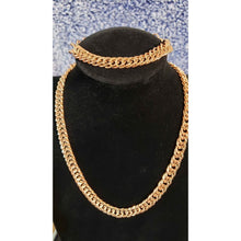 Load image into Gallery viewer, 14k Rose Gold Ion Plated Stainless Steel Curb Link Chain Set. Adjustable up to 20" Necklace &amp; 7.5" B