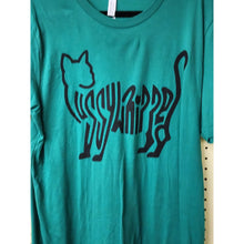 Load image into Gallery viewer, &quot;Pussywhipped&quot;, Cat Lover T-Shirt, Solid Black Kitten Logo on Kelly Green Shirt