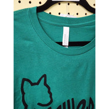 Load image into Gallery viewer, &quot;Pussywhipped&quot;, Cat Lover T-Shirt, Solid Black Kitten Logo on Kelly Green Shirt