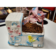 Load image into Gallery viewer, Vintage Parma AMI Japan ceramic Doll nursery theme planter RARE Bassinet MUSICAL