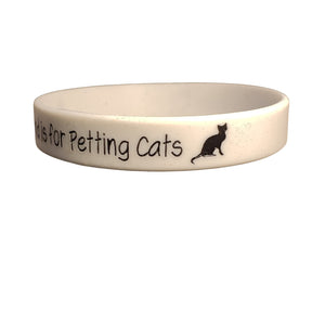 White "This Hand Is For Petting Cats" Silicone Bracelet, Rubber Wristband