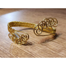 Load image into Gallery viewer, Hand Woven, Gold Tone, Nickel Free Aluminum &amp; Copper Alloy Wire Wrapped Bracelet