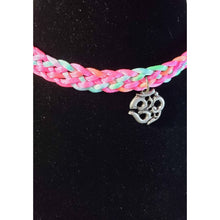 Load image into Gallery viewer, Rainbow / Multi Color Nylon Choker with Metal Om (Aum), Adjustable 12"-13.5" with Silvertone Chain