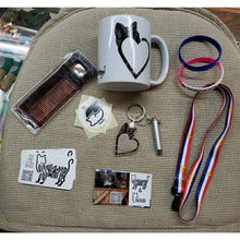 Load image into Gallery viewer, Cat Lover Lot -2 Wristbands, Lanyard, Tabby Heart "PussyWhipped" Mug &amp; Keychain