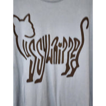 Load image into Gallery viewer, XL &quot;Pussywhipped&quot;, Cat Lover T-Shirt, Kitten Logo, Solid Black On Slate Blue