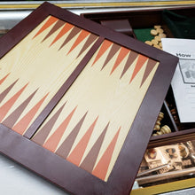 Load image into Gallery viewer, MOHEGAN SUN 5 in 1 Wood Game Set, Great Condition. Collectible High Roller Gift