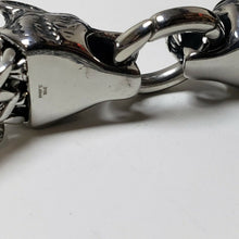 Load image into Gallery viewer, Double Wolf Head, Stainless Steel 8.5" Unisex Bracelet, Hinge Ring Clasp