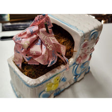 Load image into Gallery viewer, Vintage Parma AMI Japan ceramic Doll nursery theme planter RARE Bassinet MUSICAL