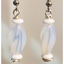 Load image into Gallery viewer, Iridescent &amp; White Czech Glass on Silver Tone