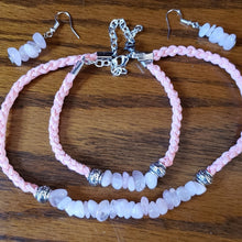 Load image into Gallery viewer, Rose Quartz Gemstone &amp; Genuine Brown Leather Set.