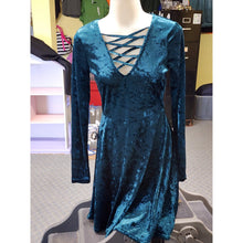 Load image into Gallery viewer, Velvet Strap Chest Dress, Womens Small, No Comment, Long Sleeves