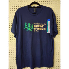 Load image into Gallery viewer, XL "It Will Always Be Great Woods To Me" Logo in Gold, Navy BLUE T-Shirt