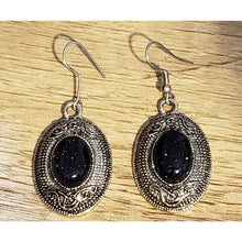 Load image into Gallery viewer, Blue Goldstone Ovel, Stainless Steel Fish Hooks Earrings