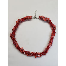 Load image into Gallery viewer, Red Glass &amp; Shell Beads On Iron Alloy Full Length Necklace, Adjustable 20"-22"