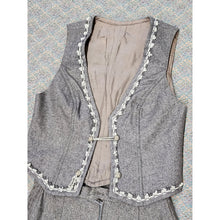 Load image into Gallery viewer, Vintage 2-Piece Trachten Alpine Boiled Wool Vest &amp; Skirt Suit - Heathered Gray