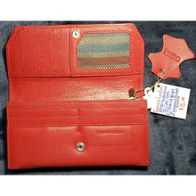 Load image into Gallery viewer, Red, Genuine Leather Clutch / Wallet. RFID Protection, 12 Card Slots, E.Z. Slide