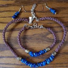 Load image into Gallery viewer, Kyanite Gemstone &amp; Genuine Brown Leather Set.