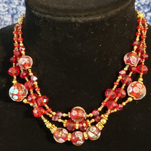 Load image into Gallery viewer, Hand Knotted Silk, Red Millefiori &amp; Czech Glass