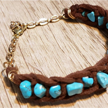 Load image into Gallery viewer, Howlite &amp; Brown Genuine Leather Bracelet.