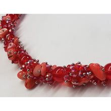 Load image into Gallery viewer, Red Glass &amp; Shell Beads On Iron Alloy Full Length Necklace, Adjustable 20"-22"