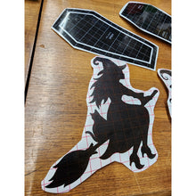 Load image into Gallery viewer, Set of 4 Vinyl Decals Sticker for Halloween Decorations. 2 Witches, 2 Coffins