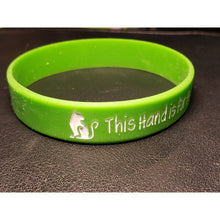 Load image into Gallery viewer, Green &quot;This Hand Is For Petting Cats&quot; Silicone Bracelet, Rubber Jewelry.
