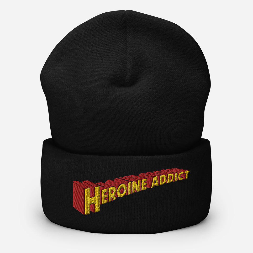 Heroine Addict (SUPERGIRL inspired Design) Embroidered Cuffed Beanie Hat