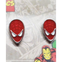 Load image into Gallery viewer, Marvel Comics "SPIDER-MAN Mask" Enamel STUD EARRINGS, in Silvertone