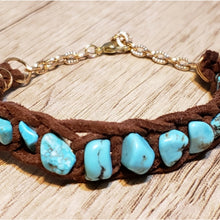 Load image into Gallery viewer, Howlite &amp; Brown Genuine Leather Bracelet.
