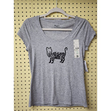 Load image into Gallery viewer, Medium "PussyWhipped" Cat Lover, No Boundaries Women's Short Sleeve Gray T-Shirt