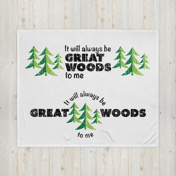 50 by 60 Great Woods To Me white-logo throw blanket
