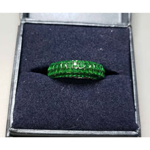 Load image into Gallery viewer, Size 7 AAA Premium Green Cubic Zirconia 4.72 ctw Ring in Platinum Bonded 925 Sterling Silver