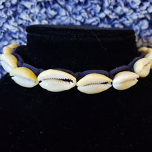 Load image into Gallery viewer, Puka Shell Choker with Blue Genuine Leather,