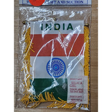 Load image into Gallery viewer, INDIA MINI BANNER FLAG " with BRASS STAFF &amp; SUCTION CUP